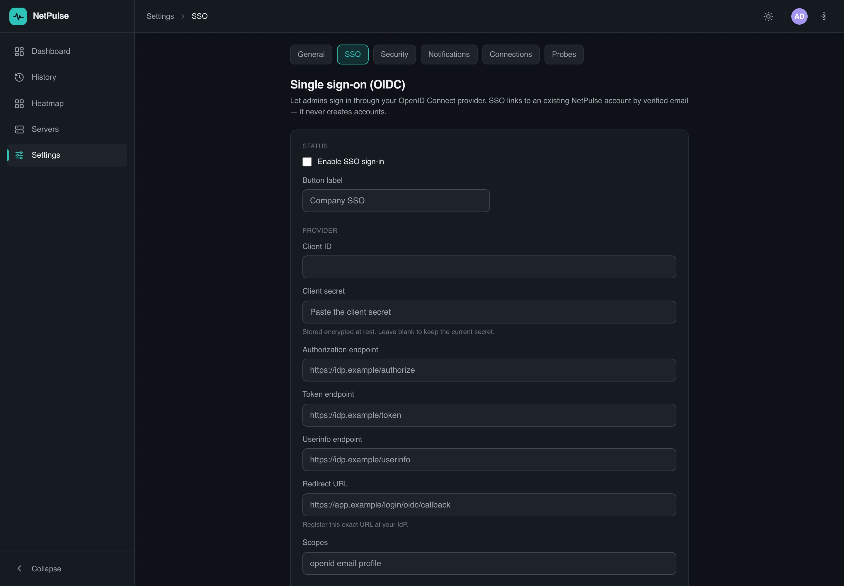 OIDC single sign-on